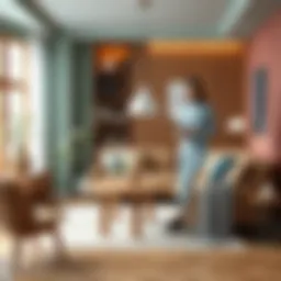 Elegant wooden furniture with harmonious color scheme