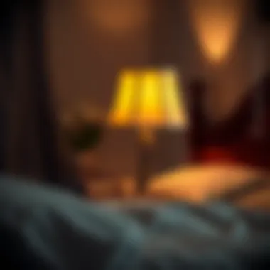 Elegant bedside lamp casting a warm glow
