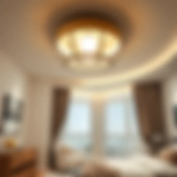 Chic ceiling light fixture in a modern bedroom