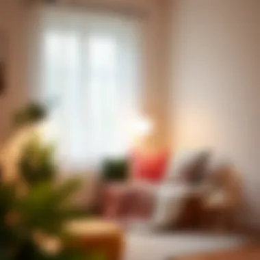 Cozy reading nook illuminated by a stylish floor lamp