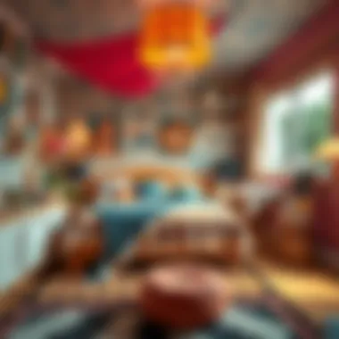 Eclectic bedroom showcasing unique decor elements and vibrant colors