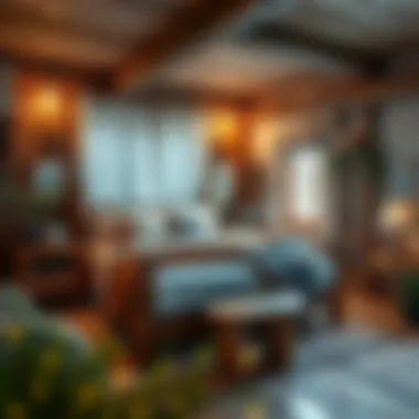Cozy rustic bedroom with wooden accents and soft lighting