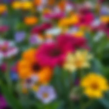 Close-up of colorful flowers thriving in diverse conditions
