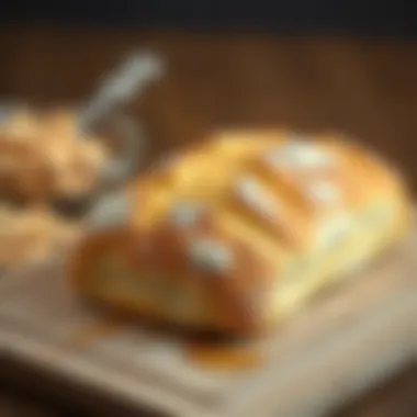 A freshly baked loaf of soft bread resting on a wooden cutting board
